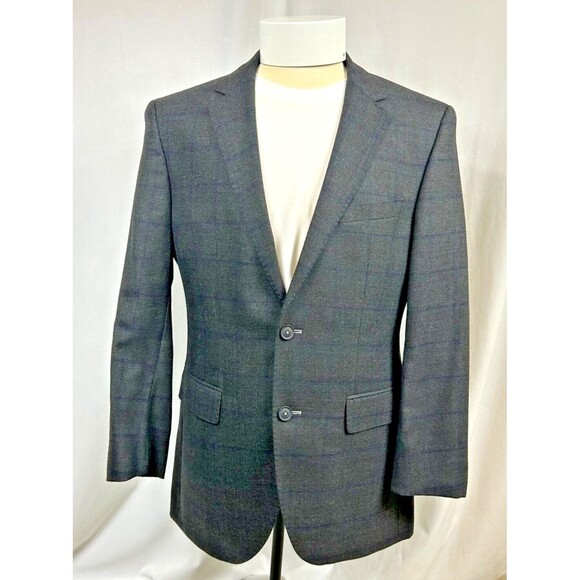 HUGO BOSS Other - HUGO BOSS Gray Windowpane Plaid Wool Sport Coat Blazer-2 Button-Dual Vent-Sz 38R